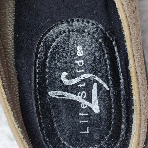 Life Stride Dusty Tan Suede Leather Upper Almond Toe Low Heel Slip On Mule Shoe - Picture 10 of 16